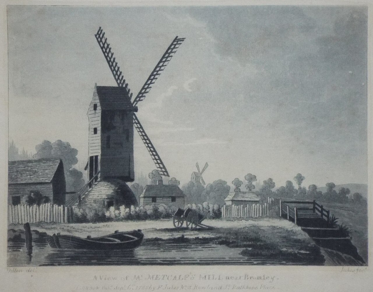 Aquatint - View of Mr. Metcalf's Mill, near Bromley. - 